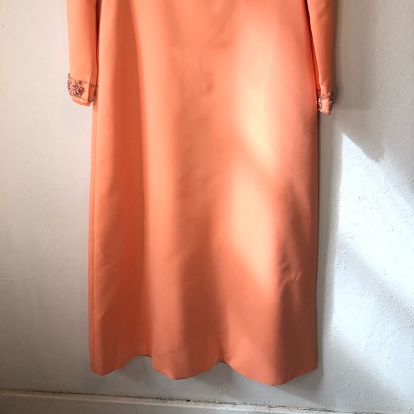 Long evening gown dress modest style peach pink - Picture 4 of 10